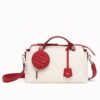 Fendi By The Way Medium Bag In Canvas With Red Leather
