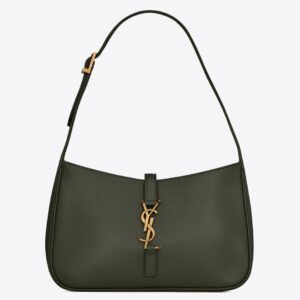 Saint Laurent Le 5 À 7 Hobo Bag in Green Smooth Leather