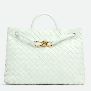 Bottega Veneta Andiamo Medium Bag In Glacier Intrecciato Lambskin