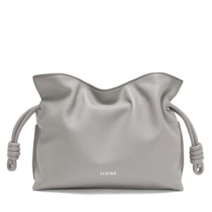 Loewe Mini Flamenco Clutch Bag in Pearl Grey Nappa Calfskin