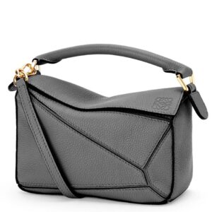Loewe Puzzle Mini Bag In Asphalt Grey Grained Calfskin