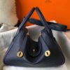 Hermes Dark Blue Clemence Lindy 30cm Bag with GHW