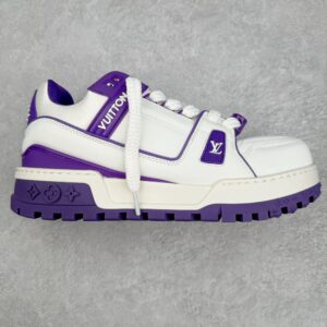 Louis Vuitton Trainer Maxi LV Low-Top Casual Shoes, Sneakers, Sports Shoes for Men and Women in White and Purple 1ACPQ4