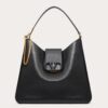 Valentino Vsling Hobo Bag In Black Grainy Calfskin