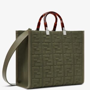 Fendi Sunshine Medium Shopper Bag In Green FF Fabric
