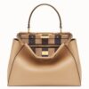 Fendi Beige Peekaboo Medium Bag With Pequin Motif