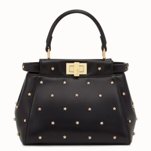 Fendi Peekaboo XS Bag With Star Studs In Black Nappa Leather