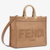 Fendi Sunshine Medium Shopper Bag In Brown Flannel