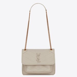 Saint Laurent Niki Baby Bag In White Lambskin
