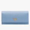 Prada Continental Wallet In Light Blue Saffiano Leather