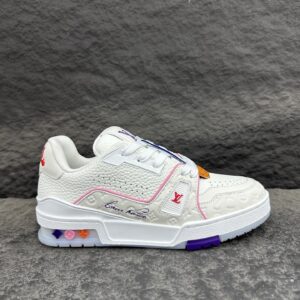 Louis Vuitton LV Trainer Low-top casual trainers Sneakers Sports shoes Men's shoes Women's shoes Sneakers White and pink Cruise exclusive 1APHLG