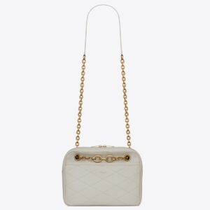 Saint Laurent Le Maillon Small Chain Bag In White Lambskin