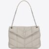 Saint Laurent Loulou Puffer Small Bag In White Lambskin