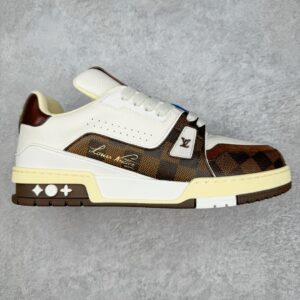 Louis Vuitton Trainer LV Low-Top Casual Shoes Sneakers Men's & Women's Footwear White, Brown & Black Checkered Pattern 1ACWUE