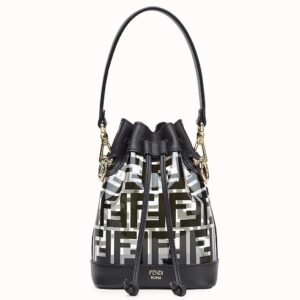 Fendi Black Mon Tresor Mini Bucket Bag In Transparent PU