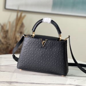 Louis Vuitton Small Capucines Ostrich Leather Handbag – Black