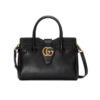 Replica Gucci Small Top Handle Bag with Double G in Black Leather 658450