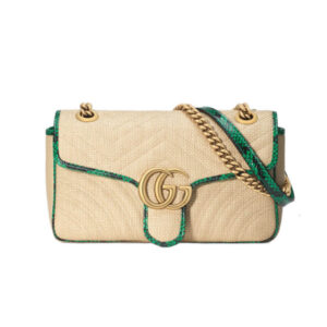 Replica Gucci Online Exclusive GG Marmont Raffia Small Shoulder Bag 443497