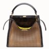 Fendi Peekaboo X Lite Medium Bag In Beige Perforated Leather