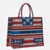 Dior Book Tote Bag In American Flag Embroidered Canvas