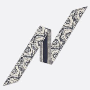 Dior Toile de Jouy Soleil Mitzah Scarf in Blue Silk Twill