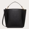 Valentino Escape Hobo Bag In Black Grained Calfskin