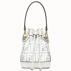 Fendi White Mon Tresor Mini Bucket Bag In Transparent PU