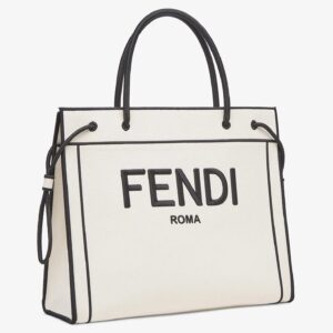 Fendi Large Roma Shopper Bag In Undyed Canvas