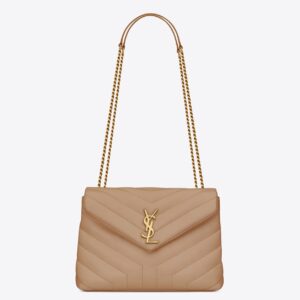 Saint Laurent Loulou Small Bag In Dark Beige Leather