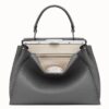 Fendi Selleria Peekaboo Medium Bag In Grey Roman Leather
