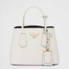 Prada Double Mini Bag In White Saffiano Leather