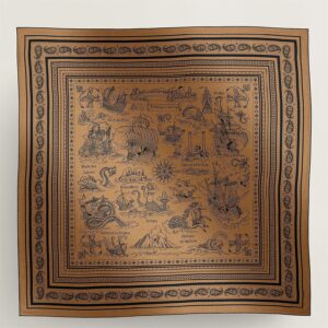 Hermes Caramel Tatouages Marins Bandana Shawl 140
