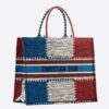 Dior Book Tote Bag In French Flag Embroidered Canvas