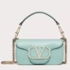 Valentino Small Loco Shoulder Light Green Bag with Crystals Logo