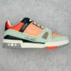 Louis Vuitton LV Trainer Low-top casual trainers Sneakers Men's and women's footwear Pink, green and black 1ACEFV