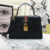 Replica Gucci Ophidia small top handle bag with Web Black/White