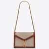 Saint Laurent Cassandra Clasp Bag In Beige Canvas