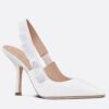 Dior J'Adior Slingback Pumps 100mm In White Cotton Embroidery
