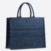 Dior Book Tote Bag In Denim Blue Oblique Canvas