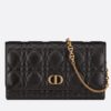 Dior Caro Chain Pouch In Black Cannage Calfskin