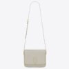 Saint Laurent LE 61 Medium Saddle Bag In White Leather